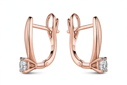 Rose Gold Solitaire Diamond Drop Hoop Earrings