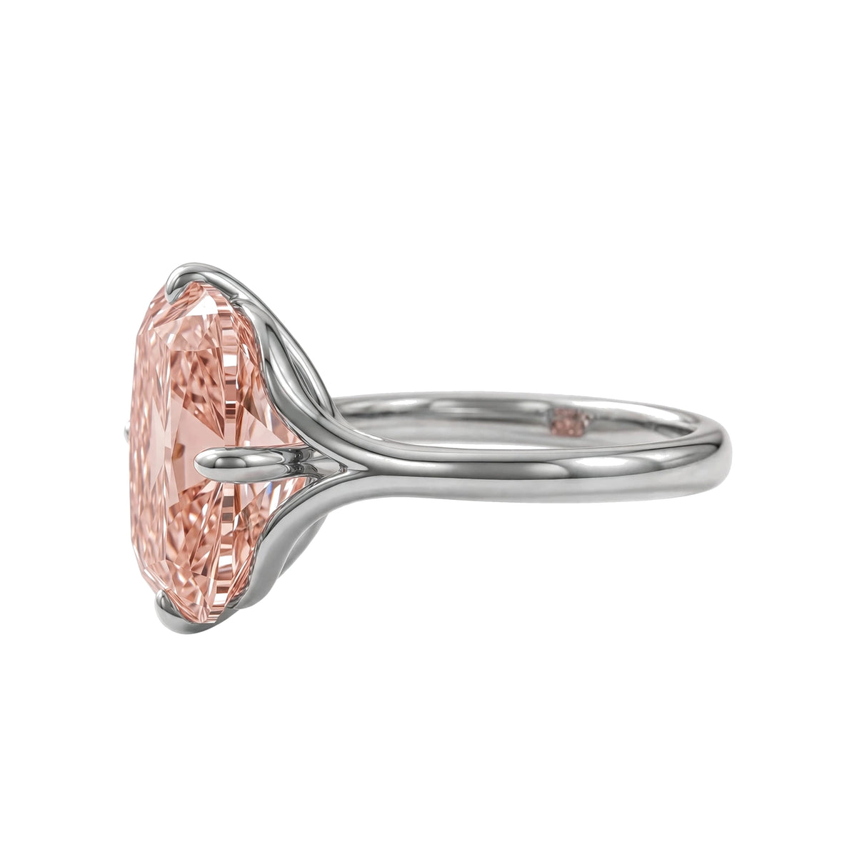 14K Rose Gold Elongated Cushion Cut Morganite Engagement Ring.