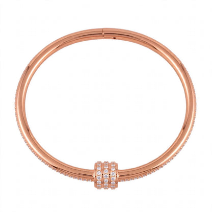 18K Yellow Gold Plated Triple Cylinder Pavé Bangle