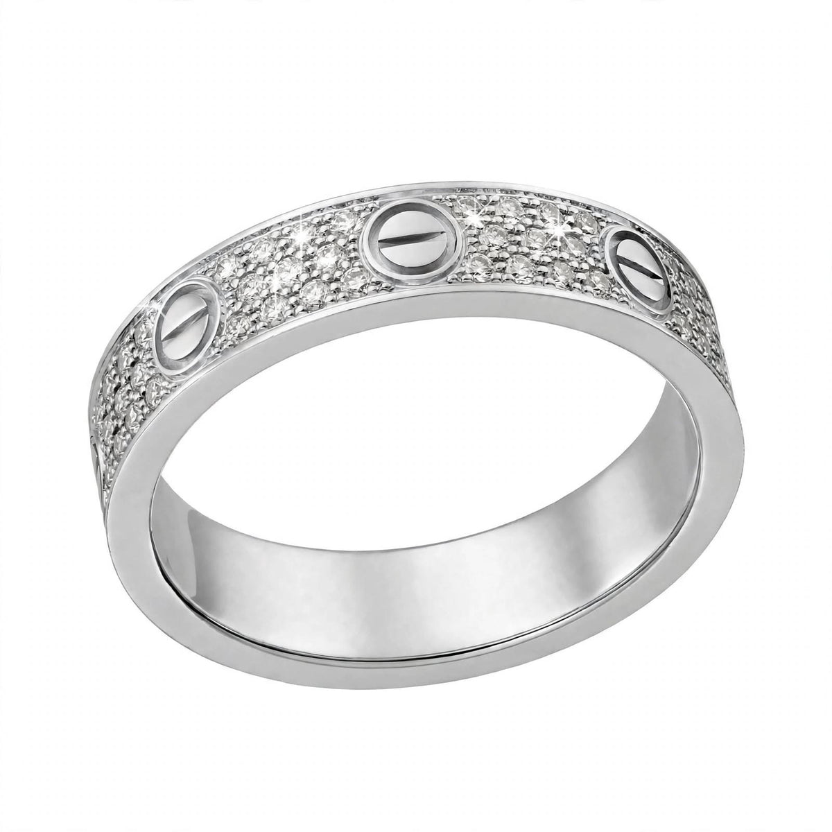 18K Yellow Gold Pavé Diamond Screw Motif Band