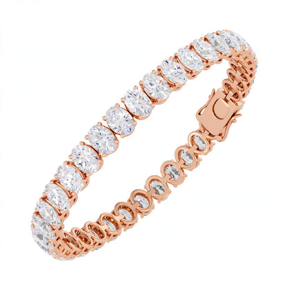 14K Yellow Gold Oval Cut Diamond Tennis Bracelet