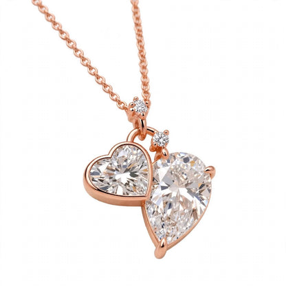 Toi et Moi Heart & Pear Cut Diamond Pendant Necklace